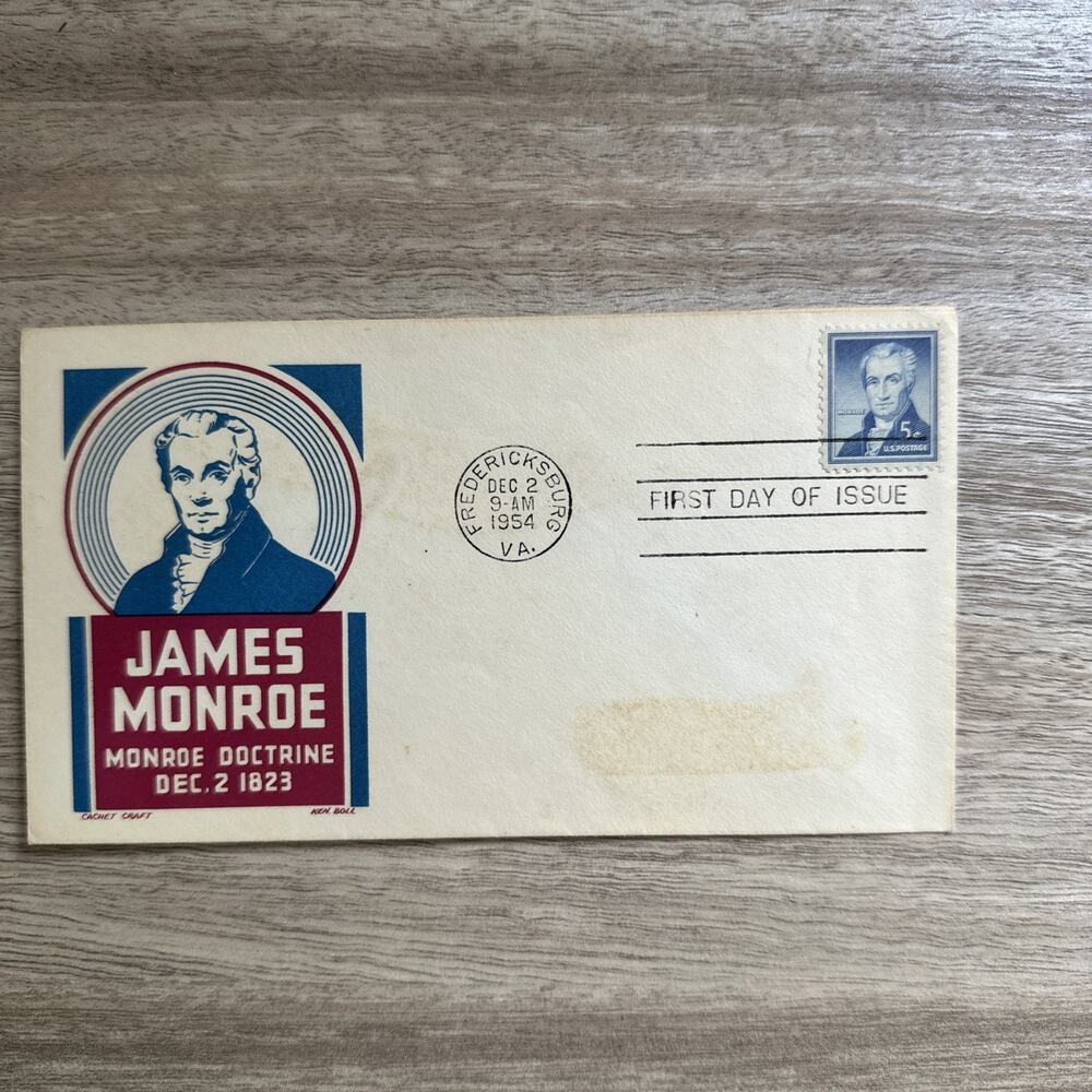1954 James Monroe 5¢ First Day Cover FDC Cachet Craft Fredericksburg VA USPS